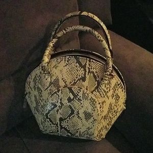 Faux snakeskin bowling ball style purse